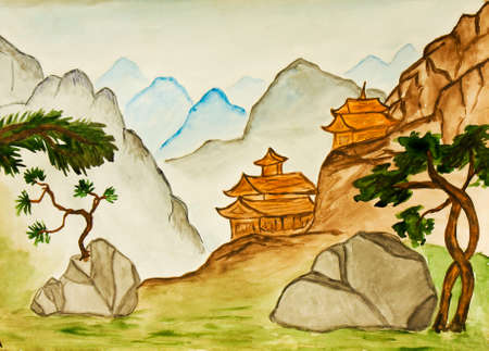 水彩風景　絵画　手描きアート風景画 53519529-hand-painted-picture-
