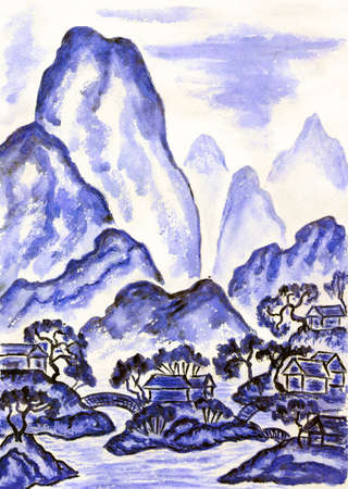 水彩風景　絵画　手描きアート風景画 53519529-hand-painted-picture-