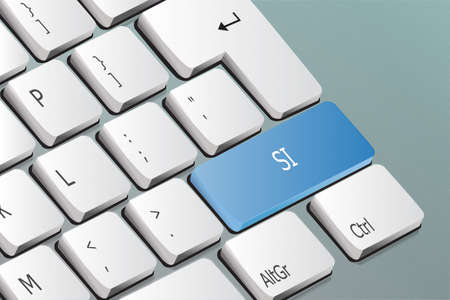 SI written on the keyboard button Foto de archivo