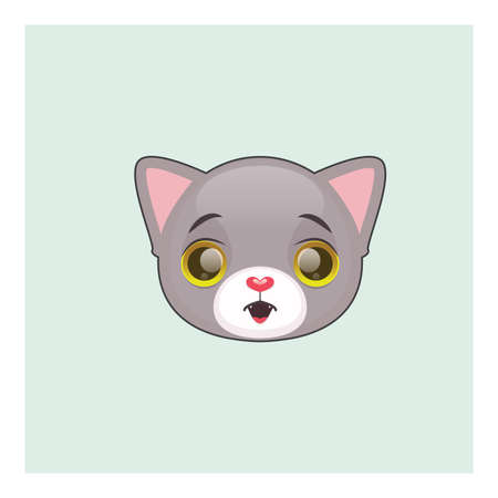 かわいいグレー猫のびっくり顔の絵文字 のイラスト素材 ベクタ Image