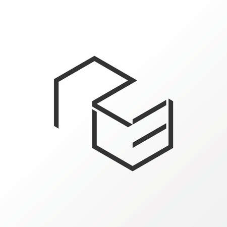 Simple and unique letter or word rle or rce line font on 3d double hexagon or box image graphic icon logo design abstract concept vector stock. can be used as a symbol related to i