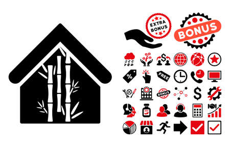 竹の家のアイコンです グリフのスタイルは フラット象徴的なシンボル 白色 銀色の背景です の写真素材 画像素材 Image