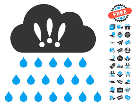 雷雨雨の雲絵文字無料ボーナス アイコンを設定しています ベクトル イラストのスタイルは フラット象徴的なシンボル 青と灰色の色 白の背景です のイラスト素材 ベクタ Image