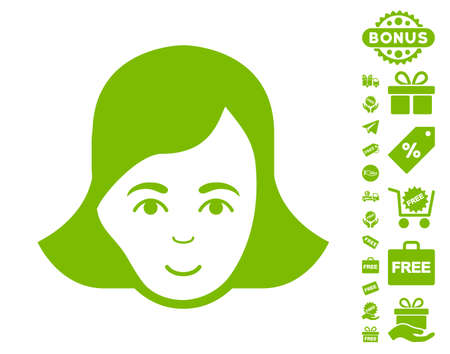 女性顔絵文字無料ボーナス画像を ベクトル図のスタイルは フラット象徴的なシンボル エコ グリーン色 白い背景です のイラスト素材 ベクタ Image 女性顔絵文字無料ボーナス画像を ベクトル図のスタイルは フラット象徴的なシンボル エコ グリーン色 白い背景です のイラスト素材 ベクタ Image