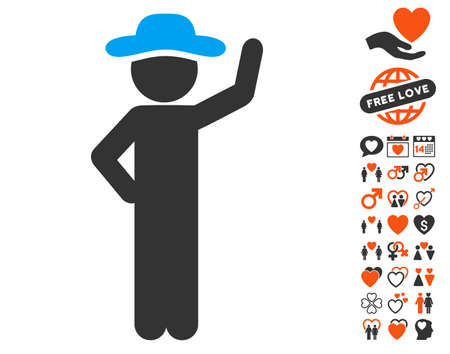 ボーナス情熱絵文字コレクションと自由のトーチと紳士の絵文字 ベクトル図のスタイルは Web デザイン アプリのユーザー インターフェイスのためのフラット象徴的な要素です のイラスト素材 ベクタ Image