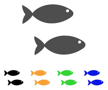 魚ペアアイコン ベクトルイラストスタイルは 黒 グレー 緑 青 黄色の色のバリアントを持つフラット象徴的な魚のペアのシンボルです Web およびソフトウェアインターフェイス用に設計されています のイラスト素材 ベクタ Image