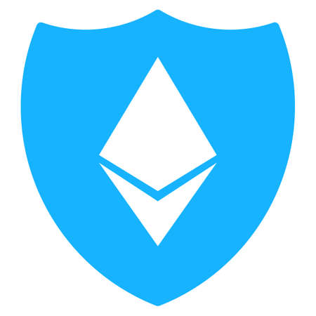 イーテリアムクリスタルシールドフラットラスターアイコン 白い背景に分離されたアイコン の写真素材 画像素材 Image