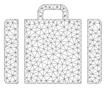 Mesh baggage model icon. wire frame triangular mesh of vector baggage isolated on a white background. abstract 2d mesh designed with triangular lines and dots.