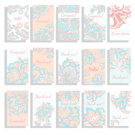 set of vector floral background template pattern ロイヤリティフリー
