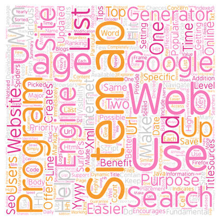 benefits of a seo sitemap generator text background wordcloud