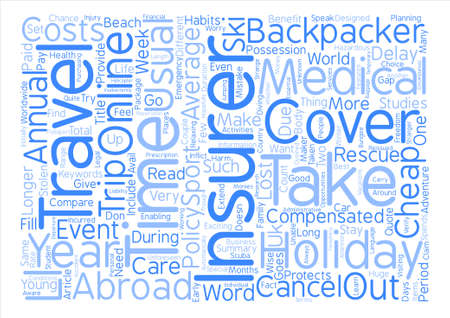 バックパッカー旅行保険テキスト Word クラウド コンセプトのイラスト素材 ベクタ Image