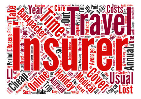 バックパッカー旅行保険テキスト Word クラウド コンセプトのイラスト素材 ベクタ Image