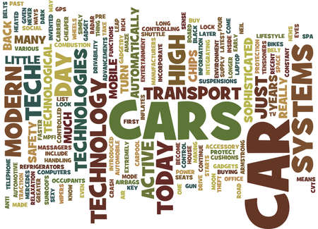 現代車洗練されたハイテクのガジェット テキスト背景単語雲概念のイラスト素材 ベクタ Image