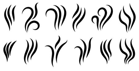Aromas vaporize icons. smells linear icon set, hot aroma, stink or cooking steam symbols, smelling or vapor, smoking or odors signs isolated on white. vector illustration. Stock Photo