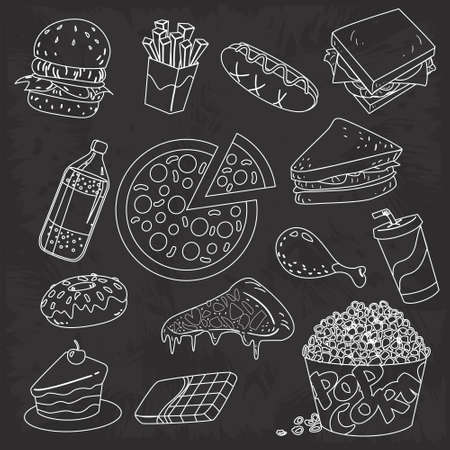 ベクトルの高速食品イラスト チョークを黒板に落書きを描画のイラスト素材 ベクタ Image ベクトルの高速食品イラスト チョークを黒板に落書きを描画のイラスト素材 ベクタ Image