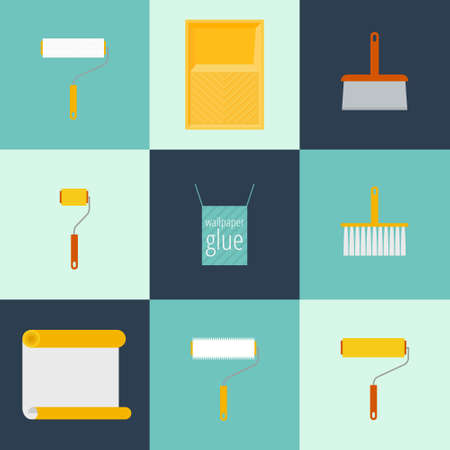 家の修理フラット アイコン どのような壁紙を張ることが必要です フラット スタイルにローラー へら トレイ 壁紙 壁紙のアイコンを貼り付けます のイラスト素材 ベクタ Image 家の修理フラット アイコン どのような壁紙を張ることが必要です フラット スタイルにローラー へら トレイ 壁紙 壁紙のアイコンを貼り付けます のイラスト素材 ベクタ Image