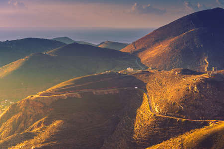 Greece mani peninsula. rocky hills mountains landscape. laconia peloponnese, europe