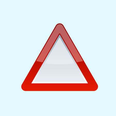 三角形の警告サイン空白。危険赤い三角形道路標識は、白い背景で隔離