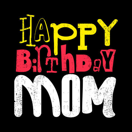 グランジ背景にレトロなハッピーバースデー カード お誕生日おめでとうママ ベクトル イラストのイラスト素材 ベクタ Image