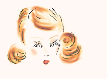 女性の顔イラストです 生姜髪の少女の肖像画 の写真素材 画像素材 Image