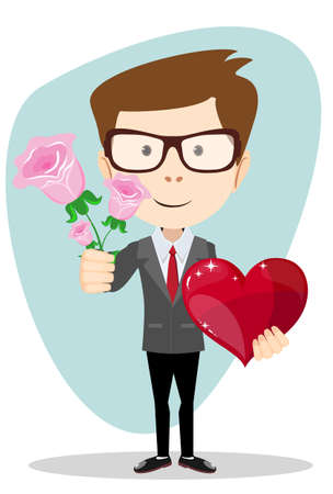 バラの花束を持つ男のイラスト素材 ベクタ Image バラの花束を持つ男のイラスト素材 ベクタ Image