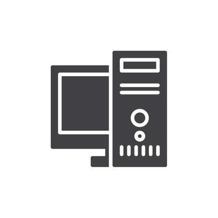 desktop computer workstation icon vector filled flat sign