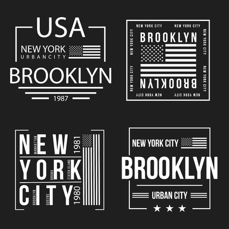 ニューヨーク市タイポグラフィ グラフィックのロゴを設定、印刷