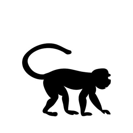 サルは枝の上に座って ベクトル図では 黒いシルエットのイラスト素材 ベクタ Image