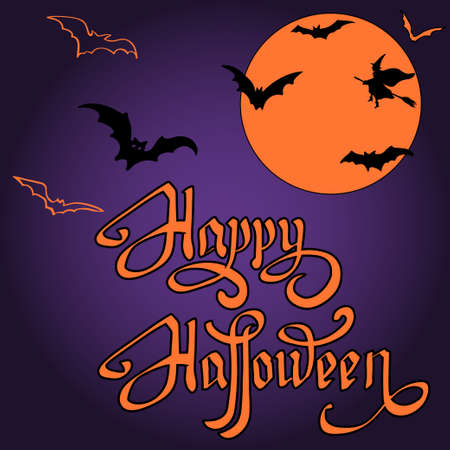 halloween bat on full moon background happy halloween message
