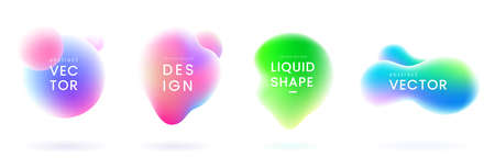 Ensemble de blobs de dégradé liquide. formes fluides abstraites avec effet caméléon. insignes liquides colorés. éléments décoratifs pour votre conception. vecteur eps 10.