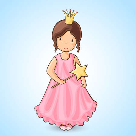 ピンクの Pincess でかわいい女の子漫画のスタイルをドレスします のイラスト素材 ベクタ Image