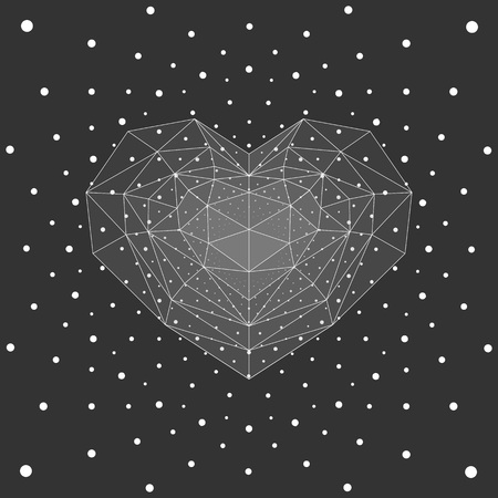 青色のクリスタル ハート ホワイト ドット背景 のイラスト素材 ベクタ Image