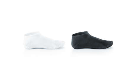 blank black and white shortsocks design mockup isolated pair