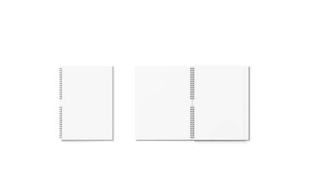 Download Blank White Opened And Closed Notebook Mockup Set Isolated 3d Rendering Empty Blocknote Mock Up Front View Clear Paper Diary For School Or Office Sketch With Spiral And Page For Idea Template