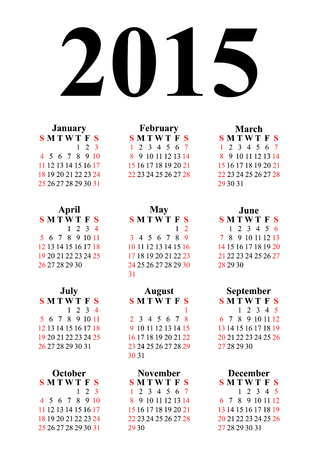 vertical calendar 2015