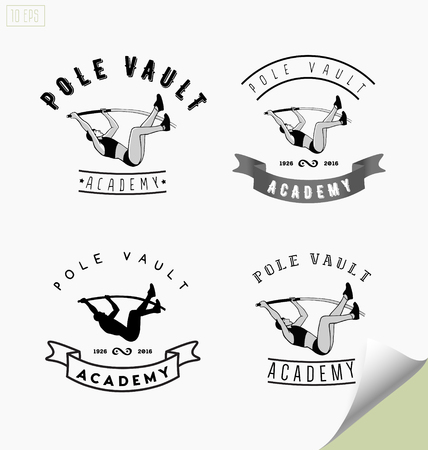 Set of icon with pole vaulting or jumping.