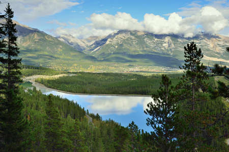 Beautiful High Mountains Of The Canadian Rockies Reflecting In Stock Photo Picture And Royalty Free Image Image 85906792