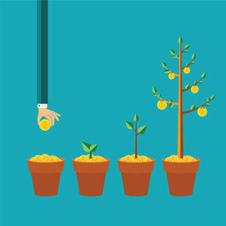 Money tree growth concept in flat style