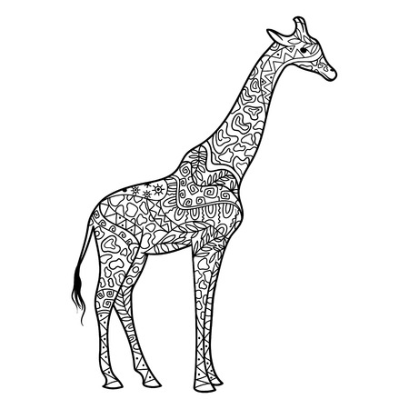 giraffe coloring book for adults vector illustration anti stress