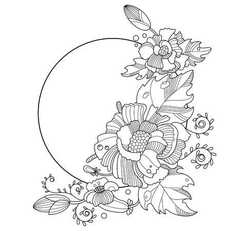Flower Ornament Coloring Book For Adults Vector Illustration Anti Stress Adult
