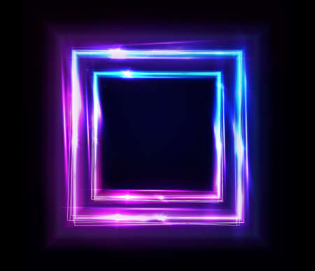 Neon Rectangle Frame Or Lights Square Sign Vector Abstract