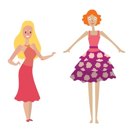 ベクター イラストをゲーム デザインのかわいい女の子人形の文字 面白い子供の頃プレイ赤ちゃん人形女の子キャラクター好き人間です 手作り人形おもちゃ Charcater 少女の美しいカラフルな漫画です のイラスト素材 ベクタ Image