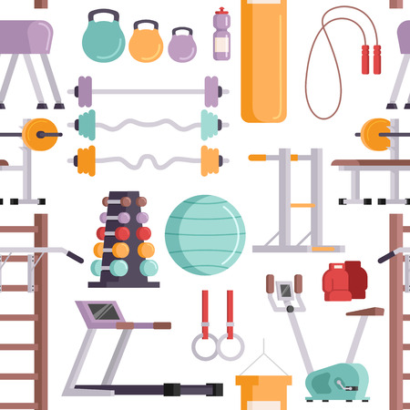 ジム設備 トレーニング体ジム スポーツ用品のベクトル イラスト フィットネス スポーツ ジム運動機器トレーニング フラット設定概念ベクトル図です の イラスト素材 ベクタ Image