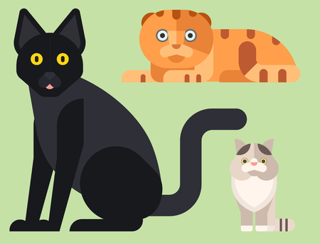 猫ベクトル イラストのかわいい動物の面白い装飾的な子猫文字猫国内子猫トレンディなペット描画のイラスト素材 ベクタ Image