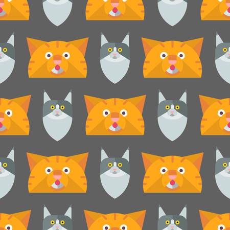 猫の品種かわいい子猫ペット肖像画ふわふわ若いかわいい漫画の動物のベクトル図のシームレス パターン のイラスト素材 ベクタ Image 猫の品種かわいい子猫ペット肖像画ふわふわ若いかわいい漫画の動物のベクトル図のシームレス パターン のイラスト素材 ベクタ Image