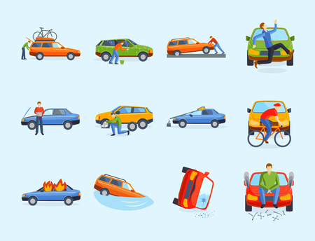 車衝突衝突交通保険安全自動車緊急災害や緊急災害スピード修理輸送ベクトル イラスト のイラスト素材 ベクタ Image