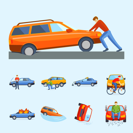車衝突衝突交通安全自動車緊急災害や緊急災害スピード修理輸送イラスト のイラスト素材 ベクタ Image