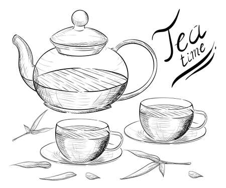 Tea Collection. Hand Draw Vector Illustration. Tea Time. Tea ... Tea Collection. Hand Draw Vector Illustration. Tea Time. Tea ...