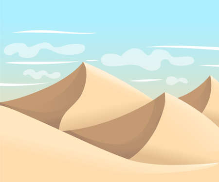 砂漠で砂丘は エジプトの風景の背景をベクトルします ゲームのため 自然のイラスト背景で砂します テキストのための場所のイラスト素材 ベクタ Image