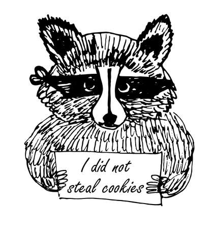 funny cartoon picture raccoon thief sketch illustration royalty free